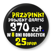 Przypinki z logo 25mm (370 szt.) - Buttony na zamówienie z projektem gratis w 8 dni