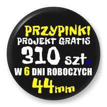 Przypinki z logo 44mm (310 szt.) - Buttony na zamówienie z projektem gratis w 6 dni