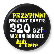Przypinki z logo 44mm (320 szt.) - Buttony na zamówienie z projektem gratis w 2 dni