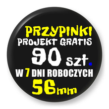 Przypinki z logo 56mm (90 szt.) - Buttony na zamówienie z projektem gratis w 7 dni