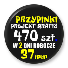 Przypinki z logo 37mm (470 szt.) - Buttony na zamówienie z projektem gratis w 2 dni