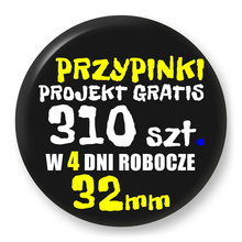 Przypinki z logo 32mm (310 szt.) - Buttony na zamówienie z projektem gratis w 4 dni
