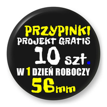 Przypinki z logo 56mm (10 szt.) - Buttony na zamówienie z projektem gratis w 1 dzień