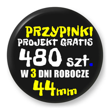 Przypinki z logo 44mm (480 szt.) - Buttony na zamówienie z projektem gratis w 3 dni