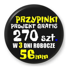 Przypinki z logo 56mm (270 szt.) - Buttony na zamówienie z projektem gratis w 3 dni