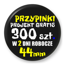 Przypinki z logo 44mm (300 szt.) - Buttony na zamówienie z projektem gratis w 2 dni
