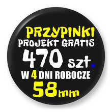 Przypinki z logo 58mm (470 szt.) - Buttony na zamówienie z projektem gratis w 4 dni