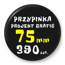 Przypinka 390 szt. Znaczek Pin Gadżet Upominek Reklamowy z Twoim Wzorem Logo Foto - 75mm.