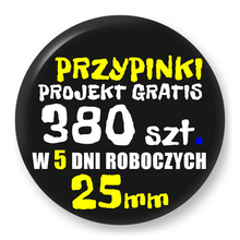 Przypinki z logo 25mm (380 szt.) - Buttony na zamówienie z projektem gratis w 5 dni