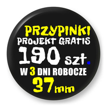 Przypinki z logo 37mm (190 szt.) - Buttony na zamówienie z projektem gratis w 3 dni