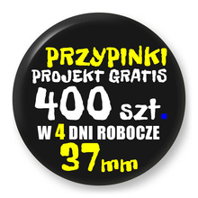 Przypinki z logo 37mm (400 szt.) - Buttony na zamówienie z projektem gratis w 4 dni