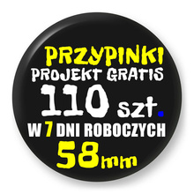 Przypinki z logo 58mm (110 szt.) - Buttony na zamówienie z projektem gratis w 7 dni