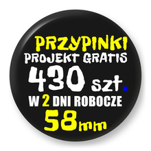 Przypinki z logo 58mm (430 szt.) - Buttony na zamówienie z projektem gratis w 2 dni