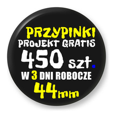 Przypinki z logo 44mm (450 szt.) - Buttony na zamówienie z projektem gratis w 3 dni