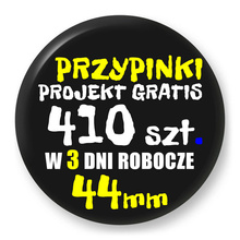 Przypinki z logo 44mm (410 szt.) - Buttony na zamówienie z projektem gratis w 3 dni