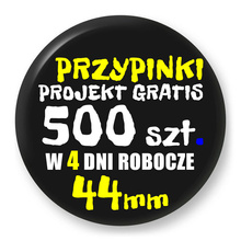 Przypinki z logo 44mm (500 szt.) - Buttony na zamówienie z projektem gratis w 4 dni
