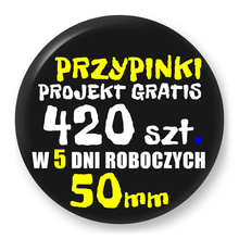 Przypinki z logo 50mm (420 szt.) - Buttony na zamówienie z projektem gratis w 5 dni