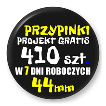 Przypinki z logo 44mm (410 szt.) - Buttony na zamówienie z projektem gratis w 7 dni