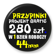 Przypinki z logo 44mm (280 szt.) - Buttony na zamówienie z projektem gratis w 1 dzień