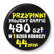 Przypinki z logo 44mm (490 szt.) - Buttony na zamówienie z projektem gratis w 1 dzień