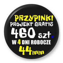 Przypinki z logo 44mm (460 szt.) - Buttony na zamówienie z projektem gratis w 4 dni