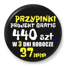 Przypinki z logo 37mm (440 szt.) - Buttony na zamówienie z projektem gratis w 3 dni
