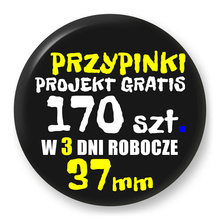 Przypinki z logo 37mm (170 szt.) - Buttony na zamówienie z projektem gratis w 3 dni