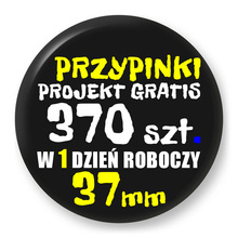 Przypinki z logo 37mm (370 szt.) - Buttony na zamówienie z projektem gratis w 1 dzień