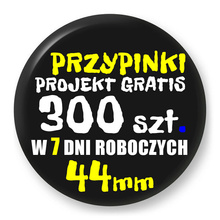 Przypinki z logo 44mm (300 szt.) - Buttony na zamówienie z projektem gratis w 7 dni