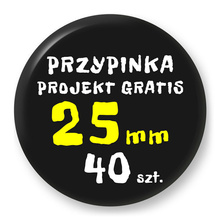 Przypinka 40 szt. Znaczek Pin Gadżet Upominek Reklamowy z Twoim Wzorem Logo Foto - 25mm.