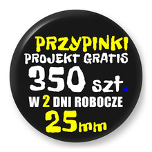 Przypinki z logo 25mm (350 szt.) - Buttony na zamówienie z projektem gratis w 2 dni