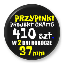 Przypinki z logo 37mm (410 szt.) - Buttony na zamówienie z projektem gratis w 2 dni