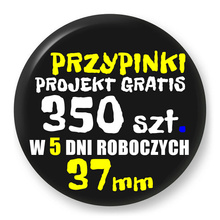 Przypinki z logo 37mm (350 szt.) - Buttony na zamówienie z projektem gratis w 5 dni