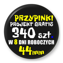 Przypinki z logo 44mm (340 szt.) - Buttony na zamówienie z projektem gratis w 8 dni