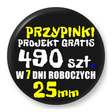 Przypinki z logo 25mm (490 szt.) - Buttony na zamówienie z projektem gratis w 7 dni