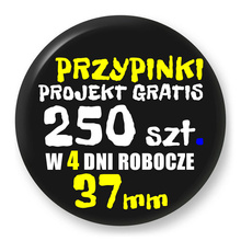 Przypinki z logo 37mm (250 szt.) - Buttony na zamówienie z projektem gratis w 4 dni