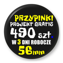 Przypinki z logo 56mm (490 szt.) - Buttony na zamówienie z projektem gratis w 3 dni