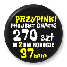 Przypinki z logo 37mm (270 szt.) - Buttony na zamówienie z projektem gratis w 2 dni