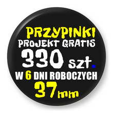Przypinki z logo 37mm (330 szt.) - Buttony na zamówienie z projektem gratis w 6 dni