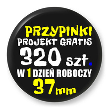 Przypinki z logo 37mm (320 szt.) - Buttony na zamówienie z projektem gratis w 1 dzień