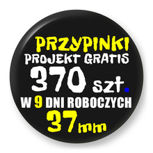 Przypinki z logo 37mm (370 szt.) - Buttony na zamówienie z projektem gratis w 9 dni