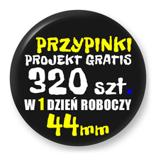 Przypinki z logo 44mm (320 szt.) - Buttony na zamówienie z projektem gratis w 1 dzień