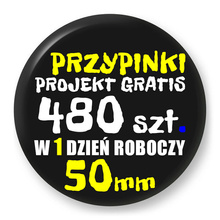 Przypinki z logo 50mm (480 szt.) - Buttony na zamówienie z projektem gratis w 1 dzień
