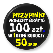 Przypinki z logo 50mm (100 szt.) - Buttony na zamówienie z projektem gratis w 1 dzień