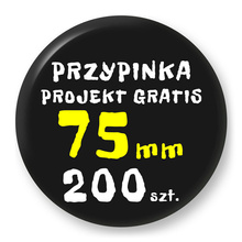 Przypinka 200 szt. Znaczek Pin Gadżet Upominek Reklamowy z Twoim Wzorem Logo Foto - 75mm.