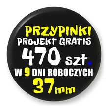 Przypinki z logo 37mm (470 szt.) - Buttony na zamówienie z projektem gratis w 9 dni