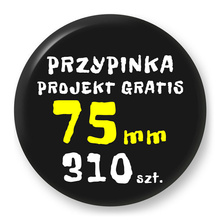 Przypinka 310 szt. Znaczek Pin Gadżet Upominek Reklamowy z Twoim Wzorem Logo Foto - 75mm.