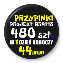 Przypinki z logo 44mm (480 szt.) - Buttony na zamówienie z projektem gratis w 1 dzień