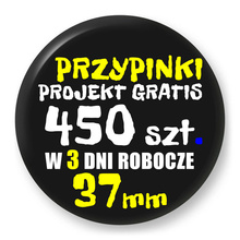 Przypinki z logo 37mm (450 szt.) - Buttony na zamówienie z projektem gratis w 3 dni