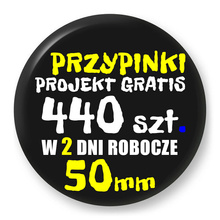 Przypinki z logo 50mm (440 szt.) - Buttony na zamówienie z projektem gratis w 2 dni